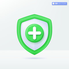 Medical guard shield icon symbols. immune, medical, Protect, Health insurance concept. 3D vector isolated illustration design. Cartoon pastel Minimal style. You can used for design ux, ui, print ad.