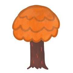attumn cute tree watercolor