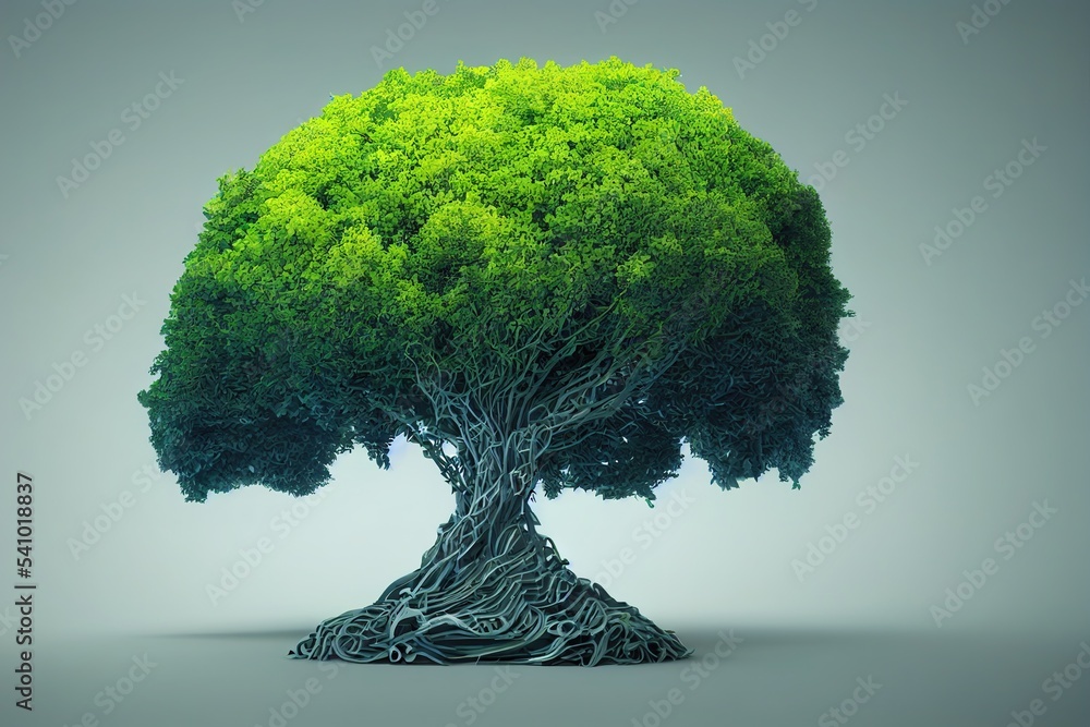 Aufkleber digital tree. digital gpu. information flow. processing information. ai network technology or green 