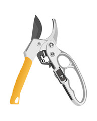 Vector of isolated pruning scissor spring care secateurs branch clippers