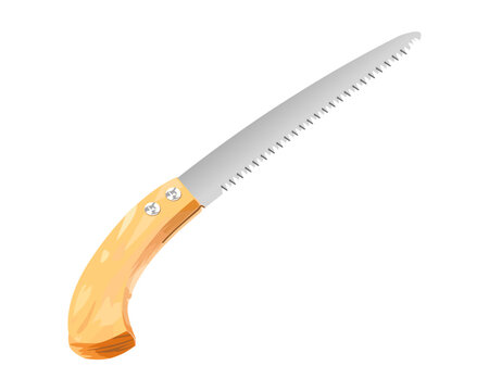 Vector Illustration Hand Saw isolated on white background. Carpentry hand tools with wooden handle.