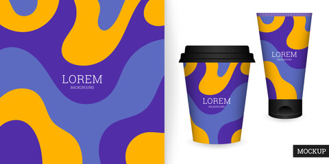 Abstract background in flat style. Banner for beauty presentation. Template with colorful shapes. Vector illustration. Branding design for cosmetics cover, card, flyer, poster. Stock.