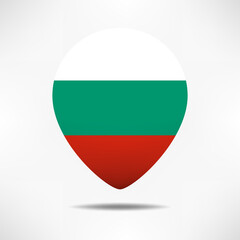 Fototapeta premium Bulgaria map pointers flag with shadow. Pin flag