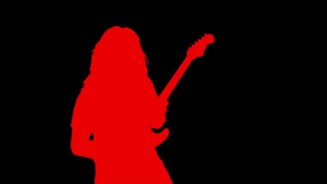Heavy Metal Guitarist Rocking Out Silhouette For Compositing
