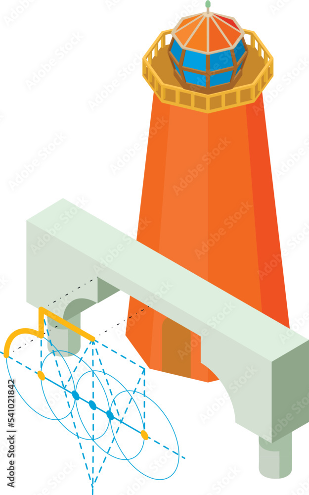 Aufkleber building work icon isometric vector. arch project and lighthouse building icon. designing, construct