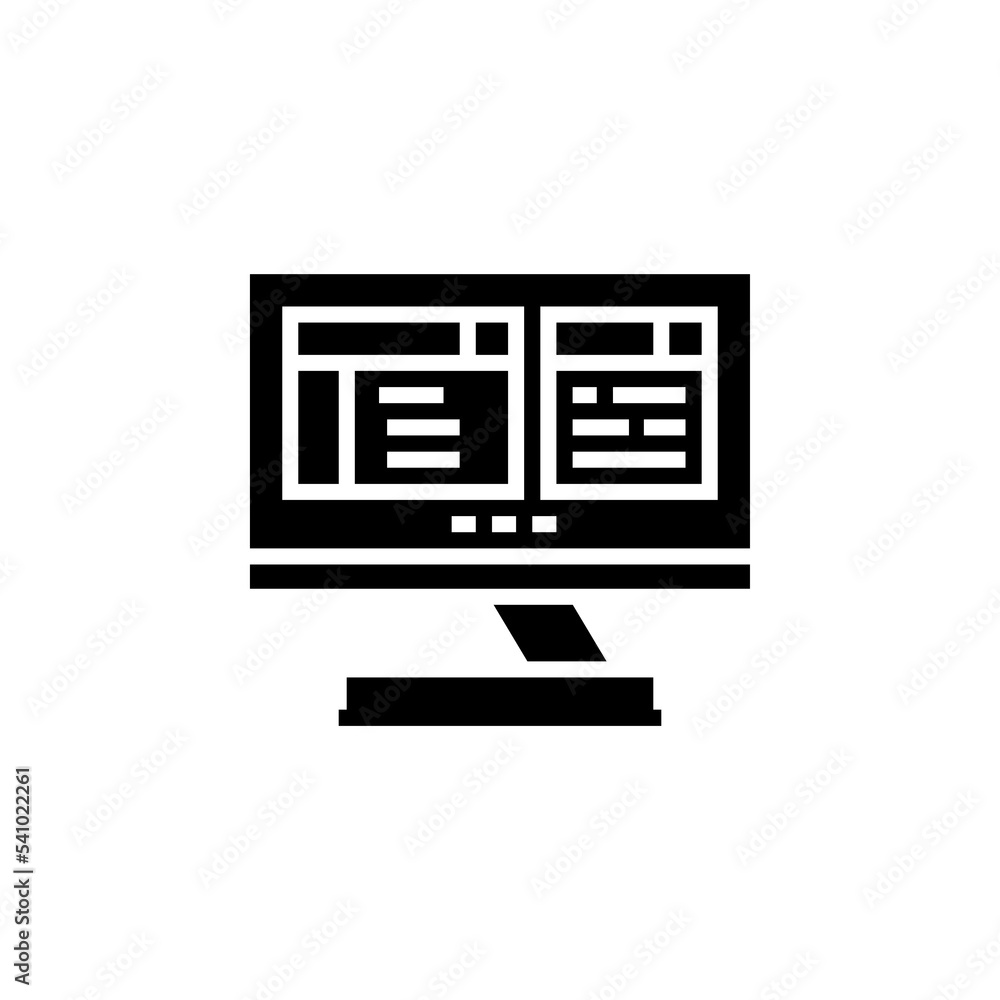 Poster pc desktop vector icon. computer component icon solid style. perfect use for logo, presentation, web