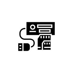 card reader vector icon. computer component icon solid style. perfect use for logo, presentation, website, and more. simple modern icon design glyph style