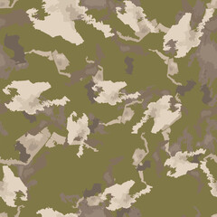 Forest camouflage of various shades of green, brown and beige colors