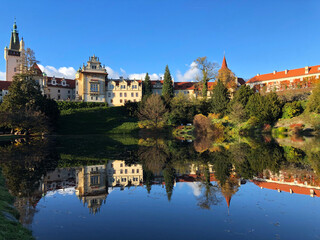 Fancy European Palace set on the edge of a lake
