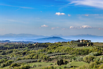 Landscape in spring in the Val d'Orcia in Tuscany, Italy.
