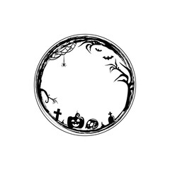 Scary halloween wreath frame template design