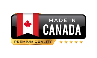 Made in Canada Premium Quality label. For icon, badge, emblem, packaging, banner, and other business product . Vector Illustration