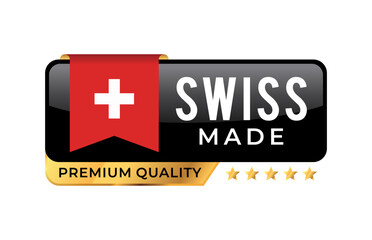 Made in Swiss Premium Quality label. For icon, badge, emblem, packaging, banner, and other business product . Vector Illustration