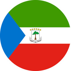 Fototapeta premium Equatorial Guinea Round Flag. Equatoguinean Circle Circular Country Nation National Banner Symbol Sign Ensign Flag. Transparent PNG Flattened JPG Flat JPEG