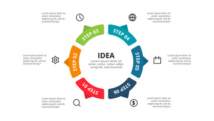 Creative concept for infographic with 6 steps, options, parts or processes.