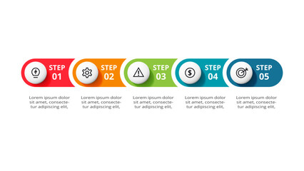 Creative concept for infographic with 5 steps, options, parts or processes.
