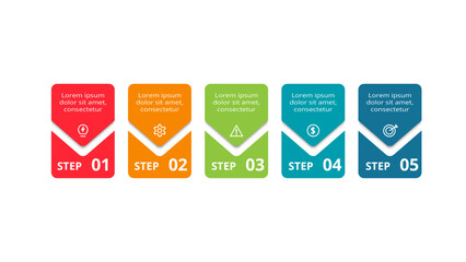Creative concept for infographic with 5 steps, options, parts or processes.