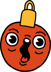 Groovy Christmas vibe png clipart illustration. Lsd psychedelic ball in trendy retro 60s hippie flat cartoon style. Merry Christmas and Happy New year element, isolated on transparent background