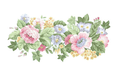 Flowers watercolor illustration.Manual composition.Big Set watercolor elements，Design for textile, wallpapers，Element for design,
Greeting card
