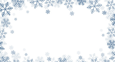 christmas background with snowflakes. christmas frame, border.  Seasonal greeting card template