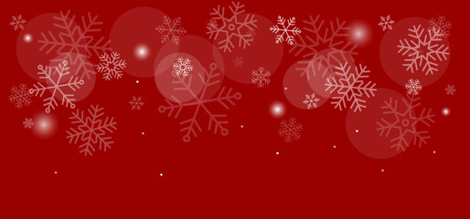 red christmas background. background with snowflakes. winter. Seasonal greeting card template	
