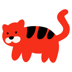 Cute cat in naive style illustration design. Trendy childish hand drawn clip art for design element and ornament