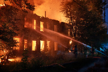 extinguishing a burning house