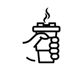 hand holding a cup of coffee. Disposable cup packaged beverage. vector
