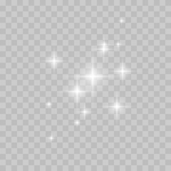 Realistic white star dust light effect isolated on transparent. Stock royalty free vector illustration