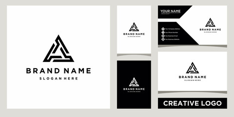 abstract geometry logo icon, triangle shape logo design template with business card design