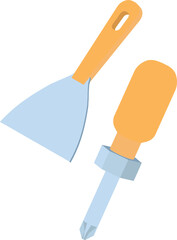 Repair equipment icon isometric vector. Screwdriver tool and putty knife icon. Construction and repair work