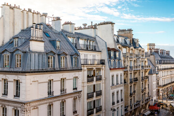 View at Parisian apartment buildings in the center of Paris, France, Europe
