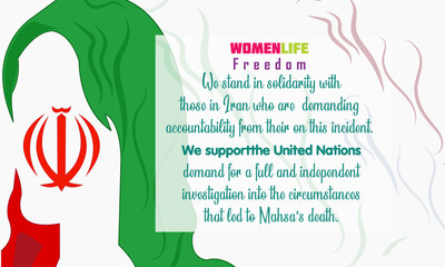 Free iranian woman poster. Iran protests. Women Life Freedom movement.