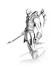 sketch of a fencer man
