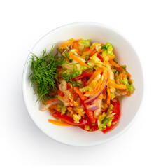 Portion of salad with fresh vegetables