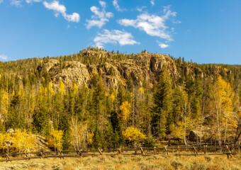 Autumn scenery in the Rocky Mountains of Colorado, near Granby Lake