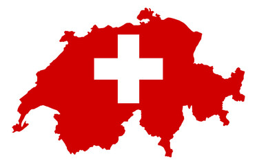 Map with flag of Switzerland