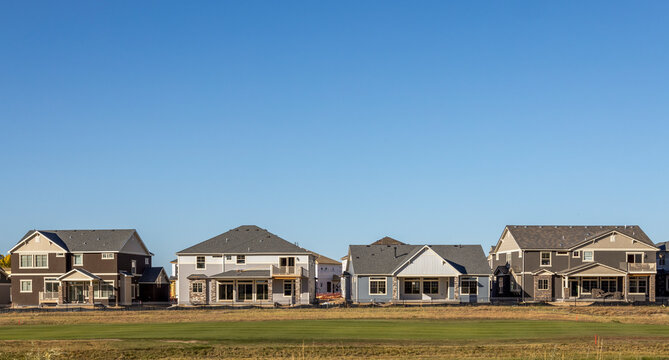 Colorado Living. Aurora, Colorado - Denver Metro Area Residential Fall Panorama with newly constructed houses