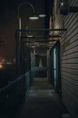 old abandoned factory side walkway