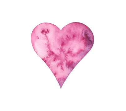 red pink streaked watercolor heart as a symbol of passion love and cosmos for invitation and postcard design