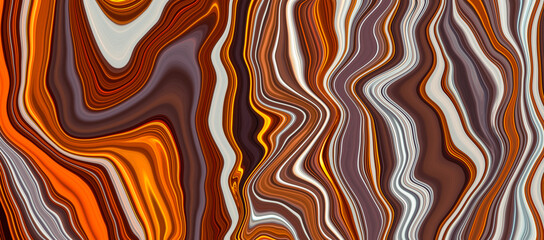 Brown painted background, ink texture, digital abstract backdrop with curved shapes. Creative fun design. Liquid paint effect, flowing. Drawing gradient. Art futuristic pattern.