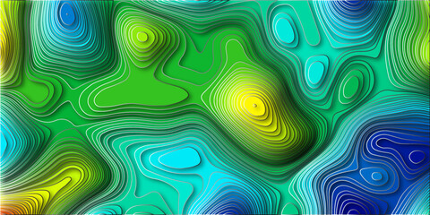 Fototapeta na wymiar Abstract colorful papercut and topographic map with lines and circles background. Topographic map and place for texture. Topographic gradient linear background with copy space. Vector illustration