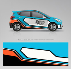 Branding design on Company Car mockup. Abstract geometric graphics for brand identity on corporate Car. Branding vehicle. Editable vector