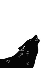 Black Wolf A4 size poster with transparent png, great for nursery decor, illustration drawing of wildlife animals
