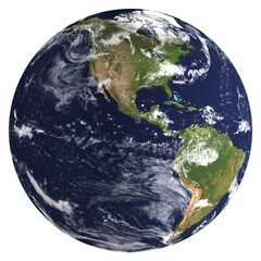 North America, Central America and South America view - 3d Earth with clouds