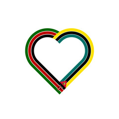 friendship concept. heart ribbon icon of kenya and mozambique flags. vector illustration isolated on white background