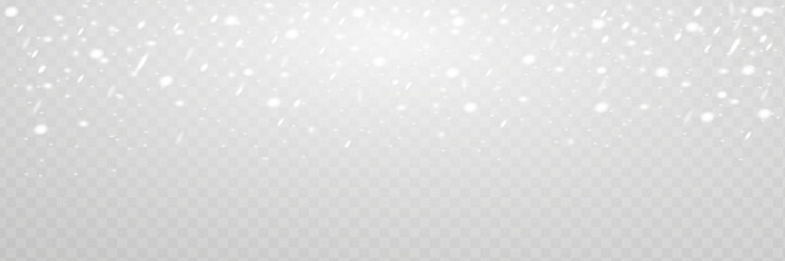 Seamless realistic falling snow or snowflakes. Isolated on transparent background - stock vector.