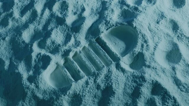 Footprint On The Moon Is Lit Up
