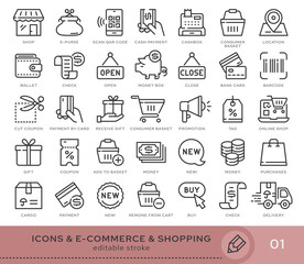Set of conceptual icons. Vector icons in flat linear style for web sites, applications and other graphic resources. Set from the series - E-commerce and shopping. Editable stroke icon.