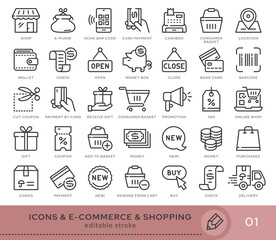 Set of conceptual icons. Vector icons in flat linear style for web sites, applications and other graphic resources. Set from the series - E-commerce and shopping. Editable stroke icon.